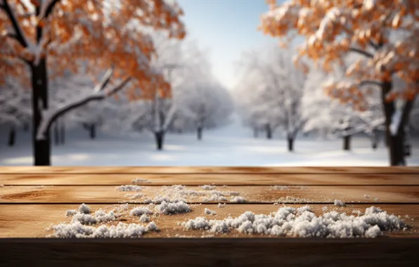 Картинка зима, осень, снег, деревья, фон, wood, winter, autumn