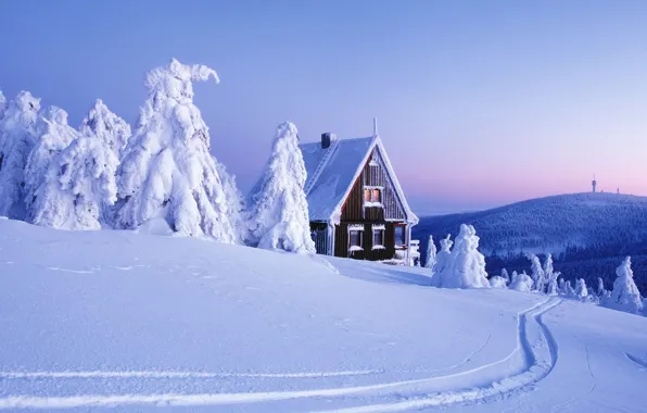 Картинка снег, дом, Зима