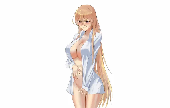 Girl, sexy, cleavage, long hair, boobs, anime, beautiful, purple eyes