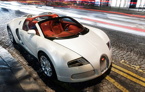 Картинка Ночь, Supercars, Bugatti Veyron Grand Sport, Самые дорогие авто