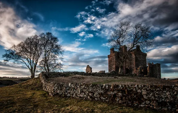 Картинка природа, замок, забор, Balvaird Castle