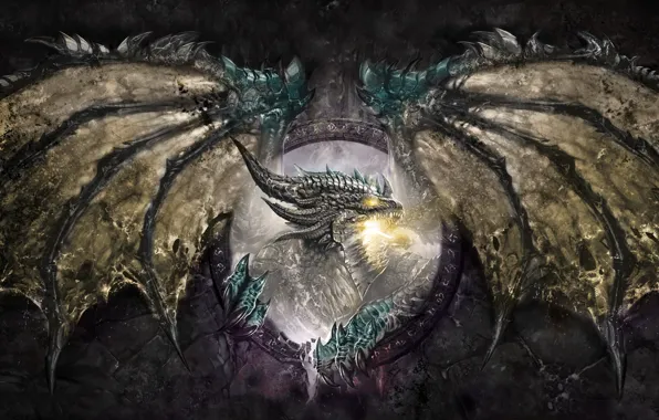 Дракон, крылья, фэнтези, Fantasy, dragon
