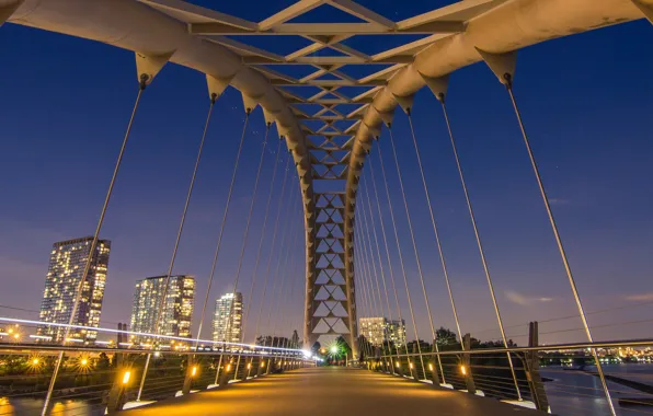 Картинка небо, мост, дома, Канада, Торонто, Humber Bay Arch Bridge