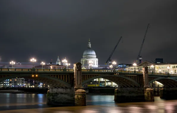 Картинка ночь, мост, город, Лондон