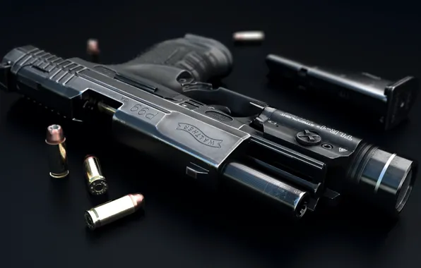 Картинка оружие, арт, патроны, огнестрельное оружие, немецкий пистолет, самозарядный пистолет, Luis Nieves, 9 MM Walter P99 …