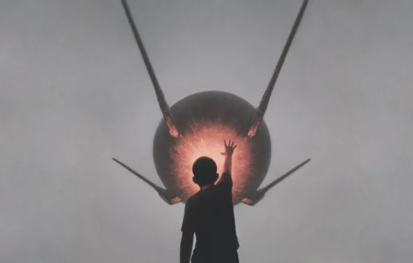 Небо, Мальчик, Рука, Sky, Fall, Падение, Boy, Hand