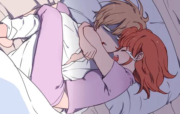Девушка, аниме, арт, парень, Gintama, Kagura, дыое
