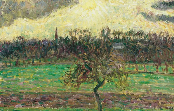 Пейзаж, картина, Камиль Писсарро, Луг в Эраньи. Яблоня