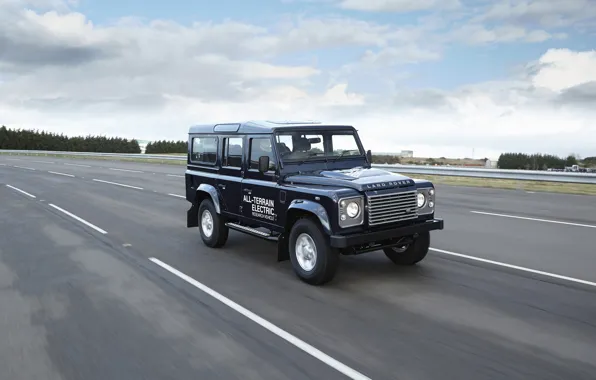 Картинка трасса, прототип, Land Rover, Defender, 2013, All-terrain Electric Research Vehicle