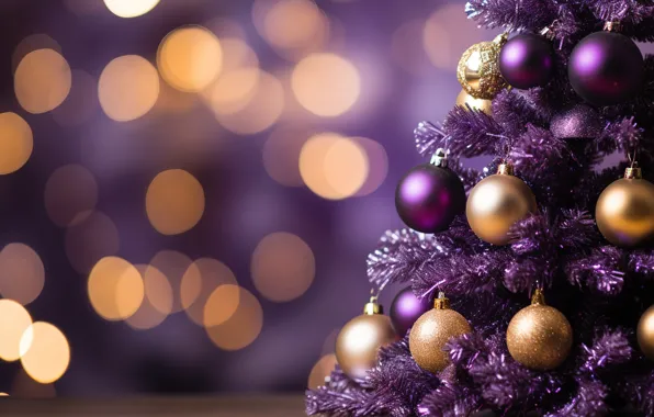 Новый Год, украшения, purple, Рождество, tree, new year, balls, елка