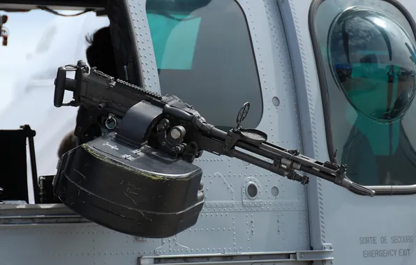 Картинка вертолёт, единый пулемёт, FN MAG, 7.62 мм