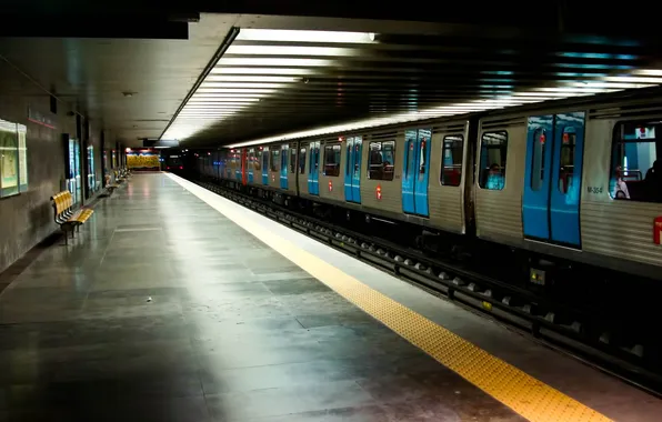 Картинка метро, поезд, станция, Лиссабон