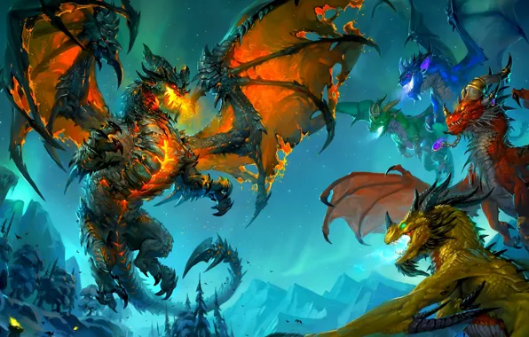Драконы, wow, cataclysm, смертокрыл, deathwing, аспекты драконов, world of wacraft