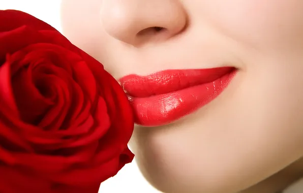 Цветок, лицо, улыбка, обои, роза, губы, носик