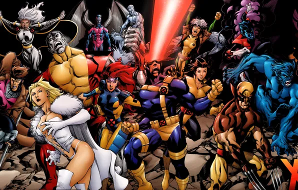 Картинка Wolverine, X-Men, Storm, marvel, Magneto, Professor X, Cyclops, Beast