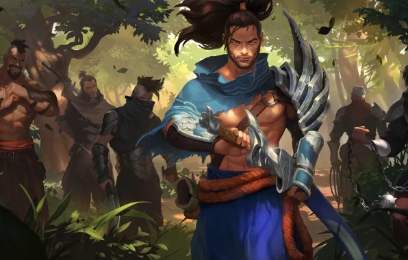 Лес, меч, мужики, Yasuo, Legends of Runeterra