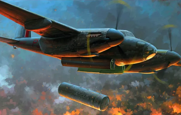 Картинка бомба, Многоцелевой, RAF, WW2, Британский, De Havilland, Mosquito, "Блокбастер"