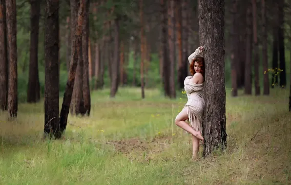 Картинка лес, лето, девушка, Kazakhstan, Murat Kuzhakhmetov, Forest girl