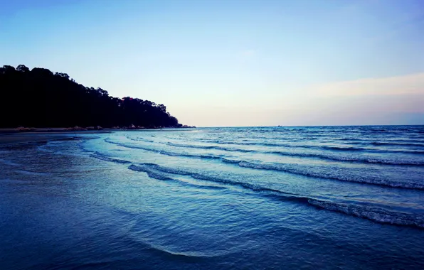 Light, sea, blue, view, malaysia, magnificent, kuantan