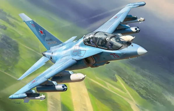 Картинка russian aircraft, Yak 130, painting art, jet fighter, yakovlev