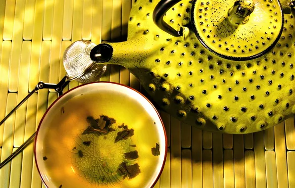 Картинка желтый, чайник, Exotic tea