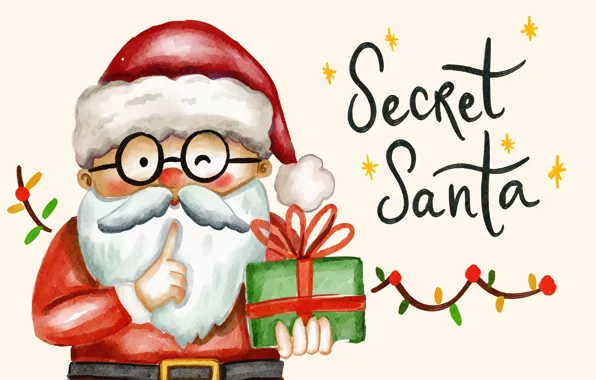 Картинка Очки, Рождество, Новый год, Праздник, Санта-Клаус, Secret santa, Тайный Санта, Рождественский подарк для детей