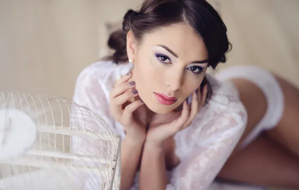 Глаза, взгляд, нежность, трусики, губы, бельё, прелесть, Анна