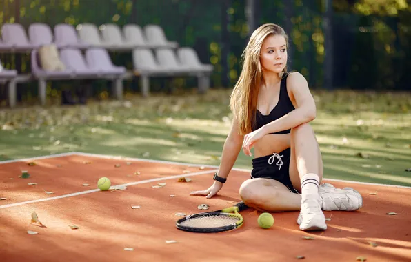 Картинка girl, beautiful, tennis, stylish, court