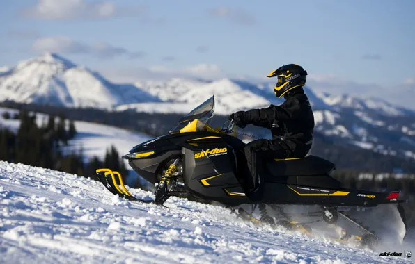 Картинка Горы, Снег, Профиль, Снегоход, Snowmobile, Ski-Doo