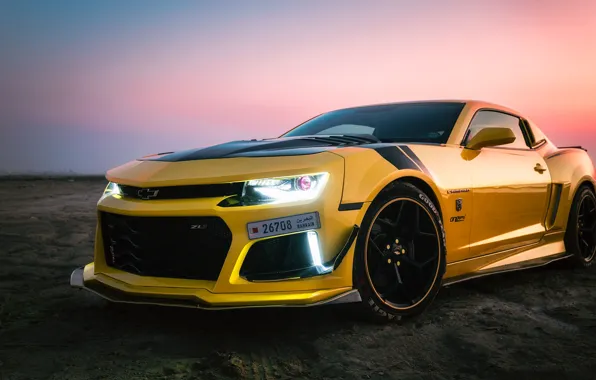 Картинка жёлтый, спорткар, Chevrolet Camaro ZL1