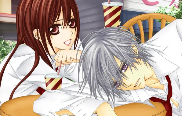 Девушка, арт, парень, рыцарь вампир, Vampire knight, ани ме