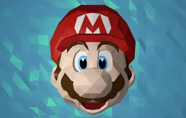 Картинка лицо, Марио, Mario, low poly, mario bros