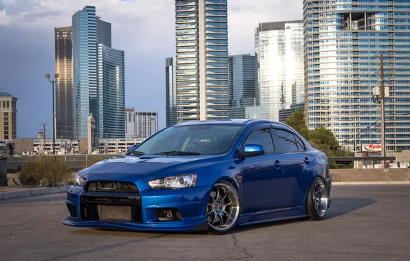 City, Mitsubishi, Lancer, wheels, Evolution, blue, hrome