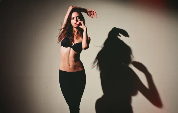Девушка, фон, тень