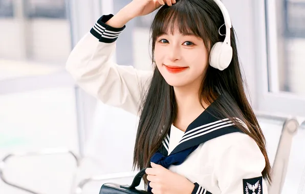 Beautiful, Asian, Model, Smile, Headphone, Woman, Cute, Pretty