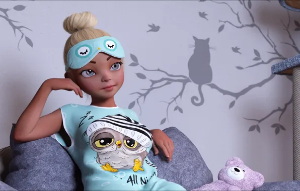 Игрушка, girl, Арт, fashion, Art, toy, cat, для детей