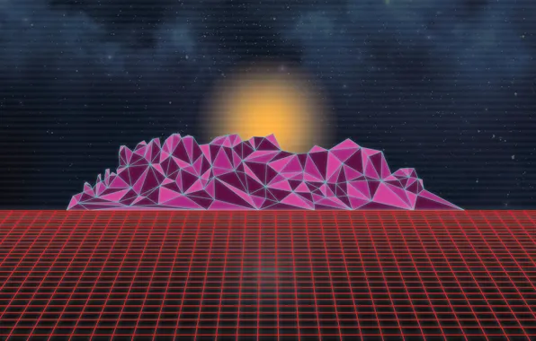 Солнце, Горы, Музыка, Звезды, Неон, Космос, Звезда, Фон