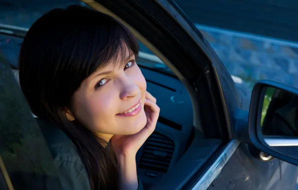 Car, hot girl, model, window, sexy woman, photoshoot, posing, black hair