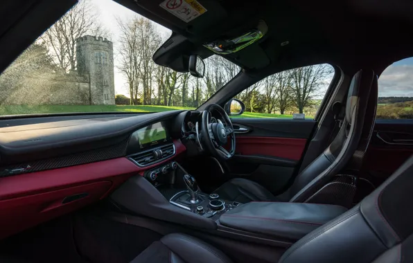 Картинка Alfa Romeo, Giulia, car interior, Alfa Romeo Giulia Quadrifoglio NRING