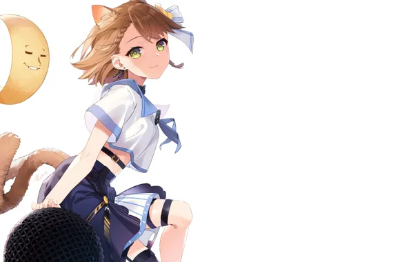 Girl, moon, sexy, Anime, pussy, tail, kitty, seifuku