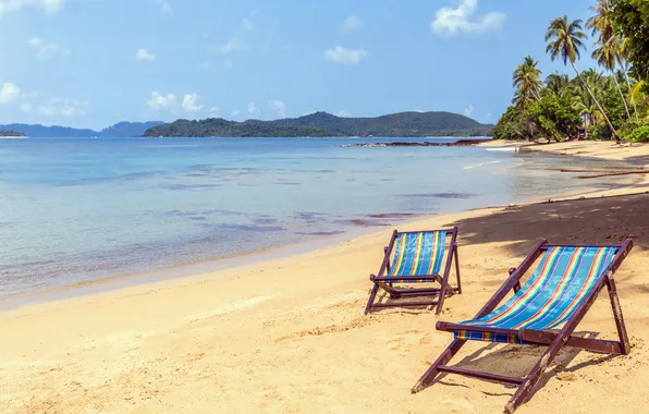 Море, пляж, лето, солнце, шезлонг, summer, beach, sea
