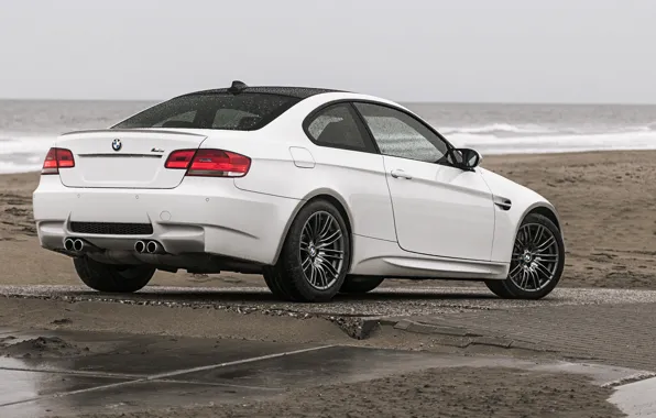 Песок, море, пляж, дождь, бмв, BMW, white, beach