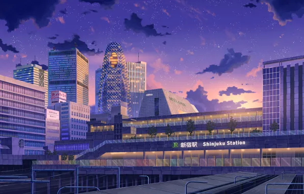 Город, Станция, Небоскребы, Здания, City, Архитектура, Station, Рендеринг
