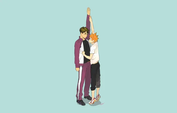 Парни, Волейбол, Haikyuu, меряются ростом