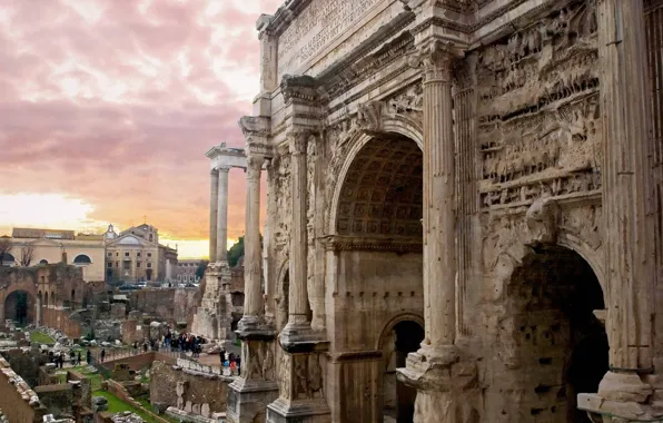Картинка Рим, Италия, Палатин, Триумфальная арка Септимия Севера