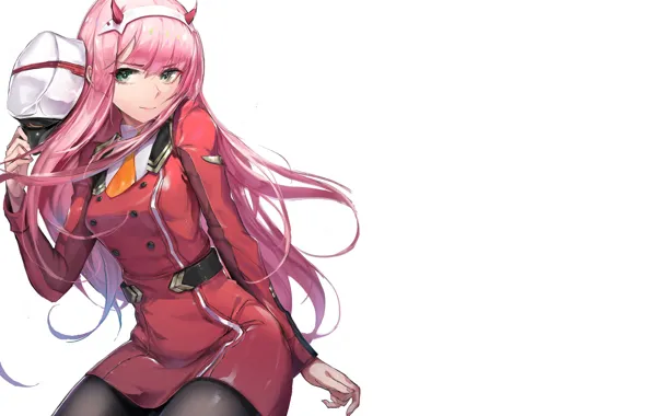 Девушка, форма, розовые волосы, 002, Darling In The Frankxx, Милый во Франксе, Zero Two