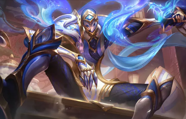 Магия, доспехи, game, character, персонаж, League of Legends, сидя, LOL