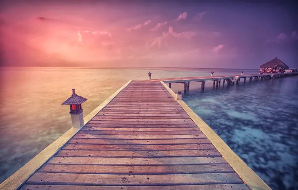 Ocean, wood, pier, path