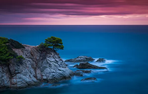 Картинка море, закат, берег