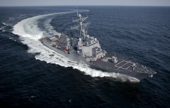 Картинка море, океан, скорость, эскадренный, USS Jason Dunham, «Джейсон Данхем», (DDG-109), маневрирование